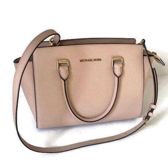 Michael Kors Selma Blush Saffiano Leather Satchel/Crossbody with Gold Hardware - Picture 2 of 10